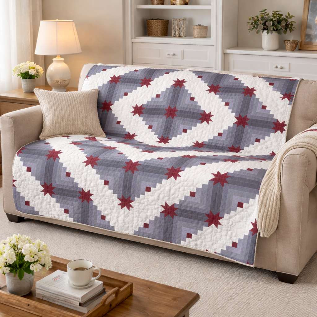 Crimson Cabin Stars Quilt Pattern