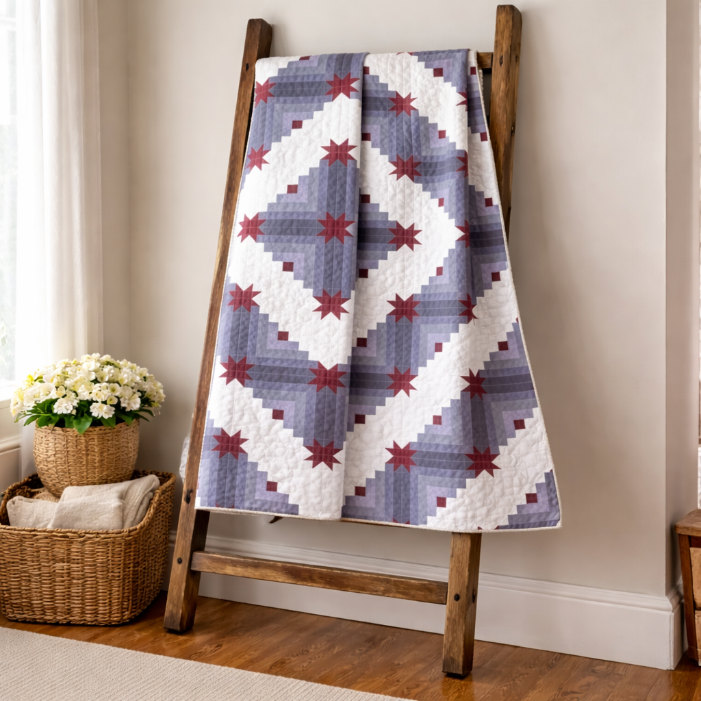Crimson Cabin Stars Quilt Pattern
