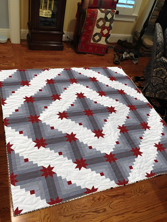 Crimson Cabin Stars Quilt Pattern