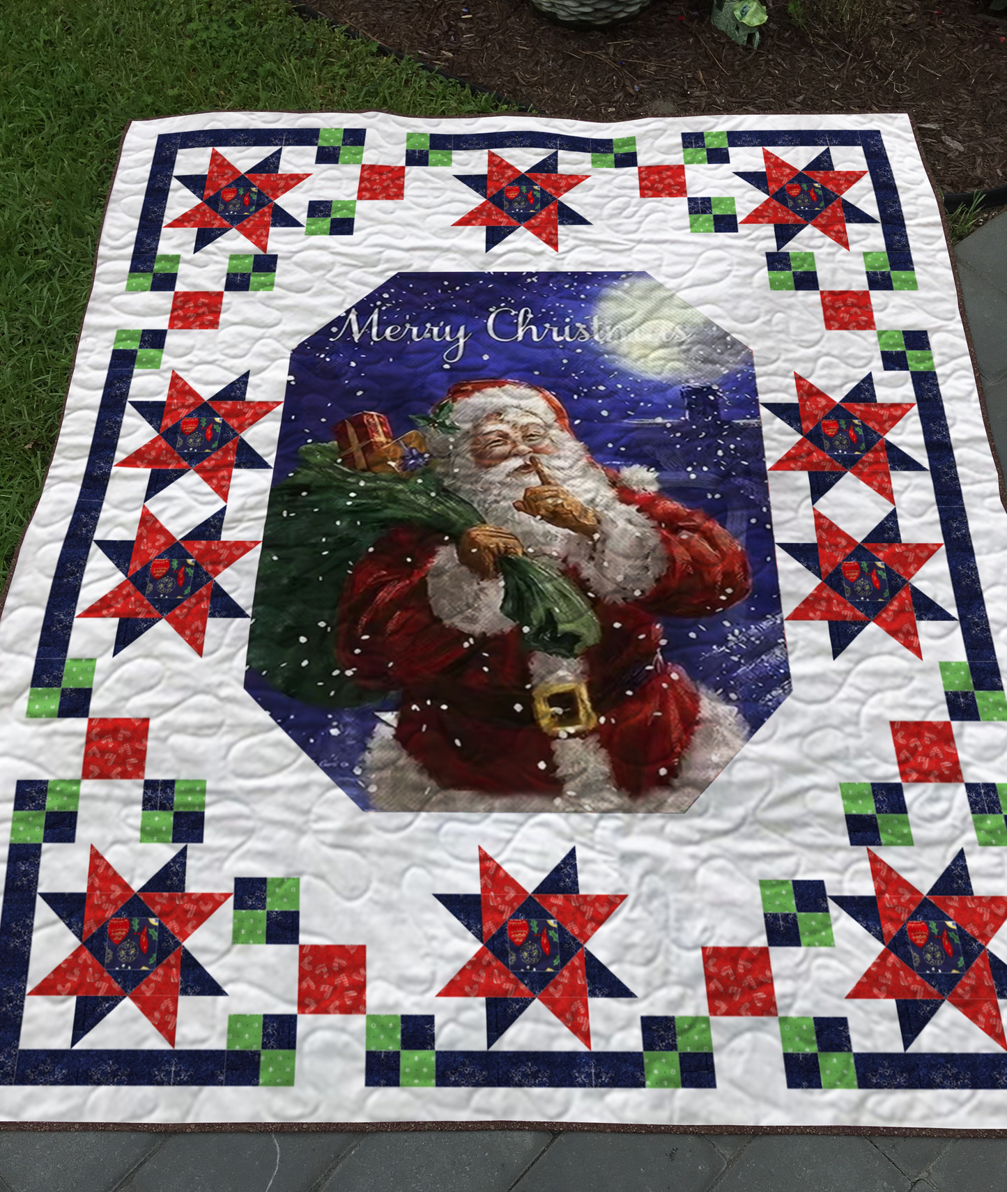 Holiday Stars and Santa Quilt Pattern