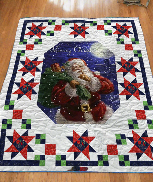 Holiday Stars and Santa Quilt Pattern