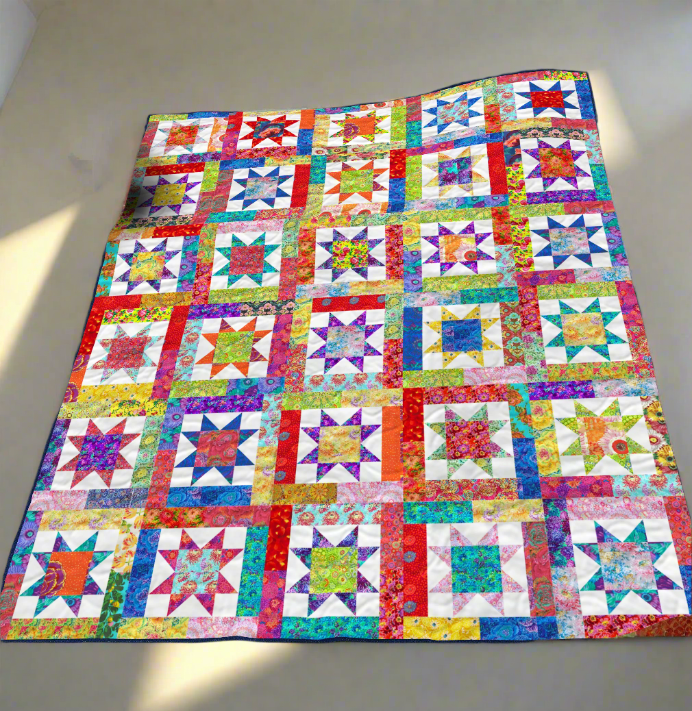 Stellar Kaleidoscope Quilt Pattern Boho Blanket